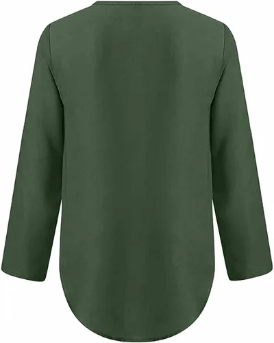 Vista 5 de Blusas de manga corta para mujer, con cuello en V, cuello en V, de gasa, estilo casual, unicolor, holgadas