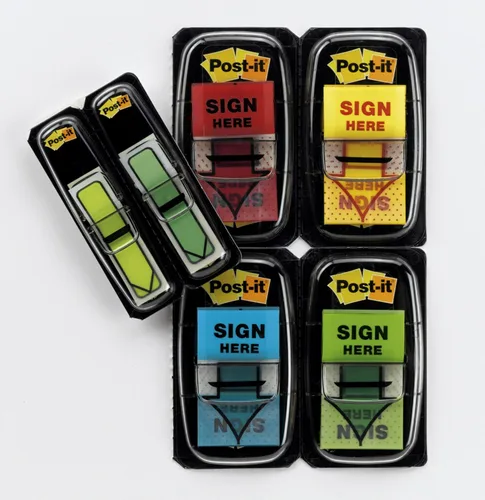 Vista 5 de Post-it - Banderas con mensaje de flecha de 1 pulgada, 200 "Sign Here", 48 flechas, cuatro colores, 248