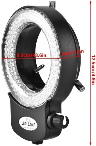 Vista 5 de Yoidesu Luz de anillo de microscopio,Anillo de luz LED 144 para microscopio y cámara estéreo,Luz de anillo de microscopio ajustable, con adaptador