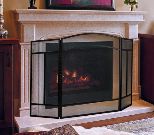 Vista 9 de Fire Beauty 3 Panel de hierro forjado Chimenea Pantalla Cubierta protectora de chispas (negro)