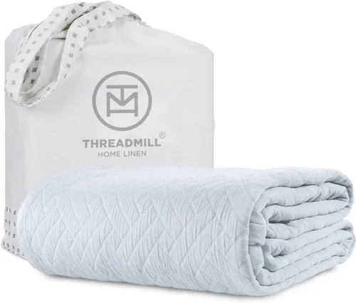 Vista 12 de Threadmill Mantas de algodón de lujo para cama de tamaño Queen Manta de tamaño Queen 100% algodón para todas las estaciones Aster Jacquard