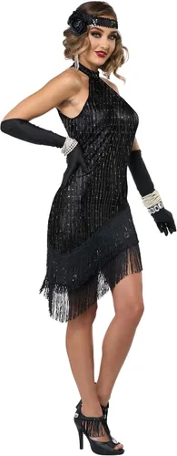 Vista 2 de Fabuloso disfraz de vestido negro de los años 20