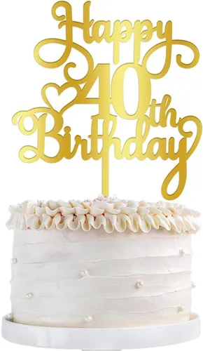 Vista 18 de Decoración de pastel de cumpleaños número 14, decoración acrílica dorada de doble cara, para decoración de pastel de feliz cumpleaños 14, decoración