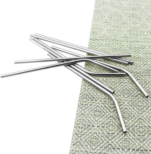 Vista 3 de Pajitas de metal de colores para leche y té, reutilizables, de acero inoxidable 304 con cepillo y bolsa de limpieza
