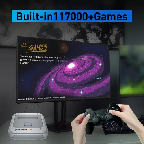 Vista 2 de Kinhank Retro Game Console 256GB, Super Console X PRO Built-in 117,000+ Games, Video Game Console Systems for 4K TV HDAV Output, Dual Systems (256G)