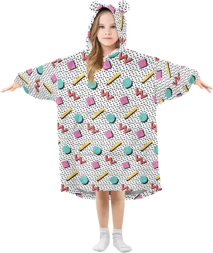 Vista 26 de Mantas portátiles para niños, súper suaves, cálidas y acogedoras, sudadera con capucha de gran tamaño, regalos para niños de 3 a 14 años, niñas