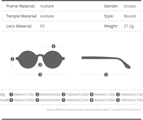Vista 3 de HEPIDEM Acetate - Lentes ópticos redondos vintage con marco de gafas ópticas Zolman