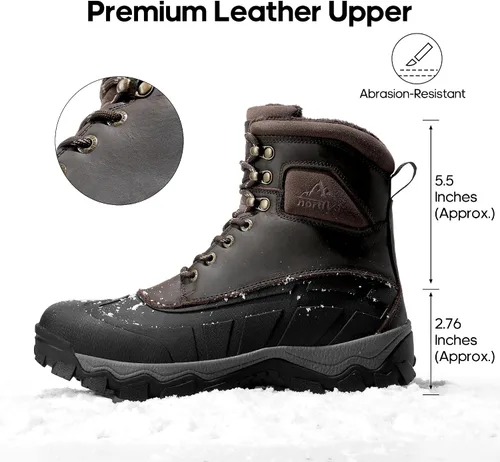 Vista 5 de NORTIV 8 Botas de invierno para hombre, aisladas, impermeables, botas de senderismo para nieve