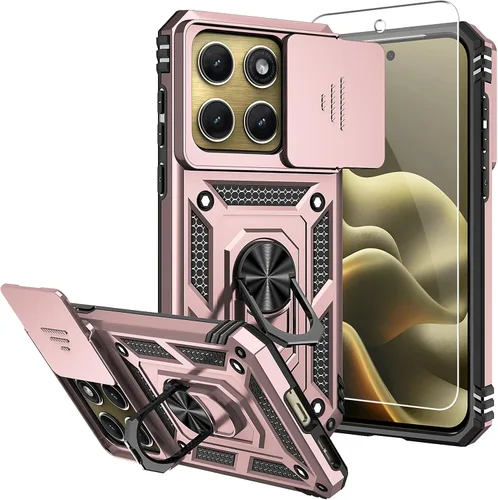 Vista 8 de Funda para Motorola Edge 2025 con protector de pantalla HD y cubierta para Oro rosa