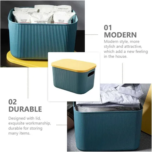 Vista 6 de Garneck 1 caja de almacenamiento de plástico con tapa, elegante organizador para ropa, cosméticos y decoración del hogar más versátil y opción