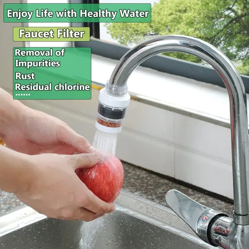 Vista 2 de Paquete de 2 filtros de agua para grifo, filtros de montaje en grifo, purificador, filtración de grifo de cocina, carbón activado, elimina cloro