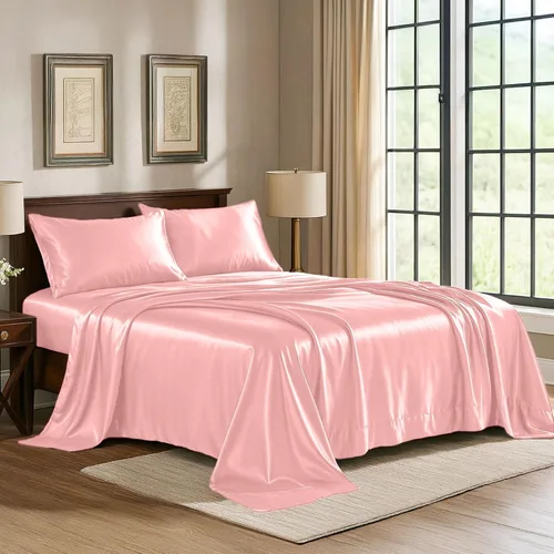 Vista 28 de Pure Bedding Sábanas de satén de lujo para cama individual de hotel, juego de sábanas de microfibra extra suave de 1800, resistente a las arrugas, a