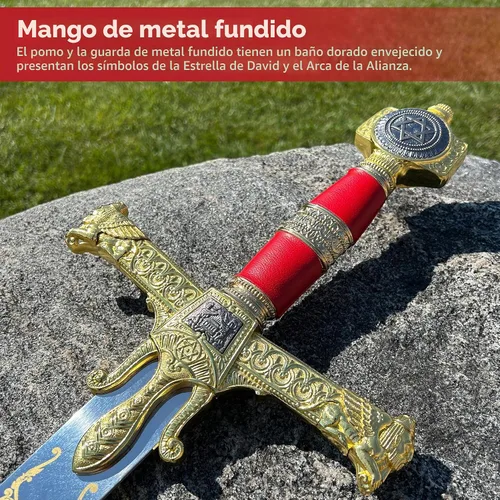 Vista 5 de Medievaldepot King Solomon Great Sword Red - Hoja de acero inoxidable, placa de exhibición, longitud total de 51 pulgadas