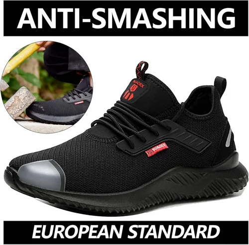 Vista 2 de SUADEX Zapatos de punta de acero para hombres y mujeres, zapatos de trabajo ligeros, indestructibles y transpirables, zapatos de seguridad