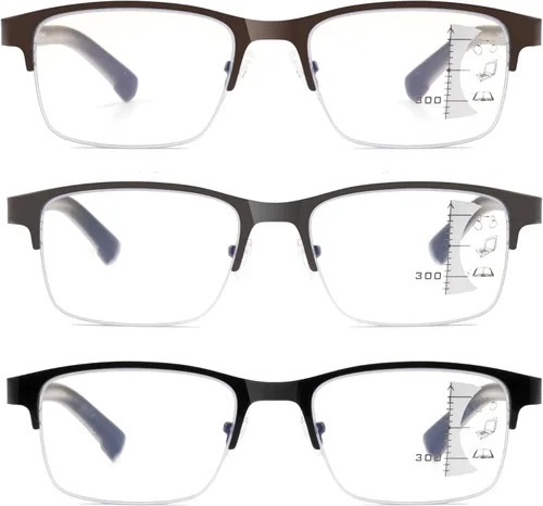 Vista 3 de 3 Pack Men Anti Blue Light Reading Glasses, Progressive & No Line Bifocal Readers