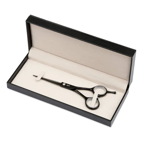 Vista 6 de Tijeras de peluquería profesional de cobalto negro muy afiladas de 5.5 pulgadas