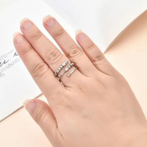 Vista 5 de Anillos de código morse para mujer, anillo giratorio de acero inoxidable, anillos para ansiedad, anillo de código morse, regalos inspiradores
