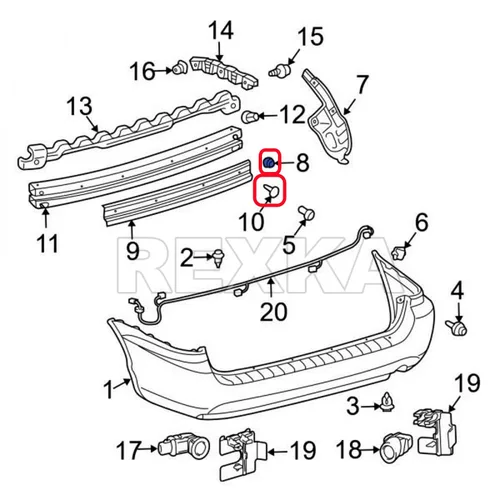 Vista 6 de Rexka 15 juegos Fender Liner Bumper Cover Tornillo Ojales Kits para Toyota Tacoma Tundra Sienna Sequoia 90189-06214 90159-60498