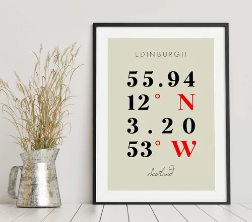 Vista 6 de Mapa de Edimburgo, Escocia, Coordenadas Multilíneas de Colores (24x36)