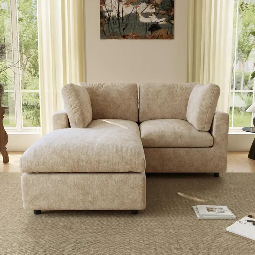 Vista 34 de Sofá modular de nube seccional, moderno sofá en forma de L con otomana, 100 pulgadas, 3 plazas de felpilla para asiento profundo para sala de estar