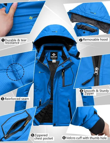 Vista 6 de GEMYSE - Chaqueta de esquí impermeable, resistente al viento, lluvia y nieve, para hombre