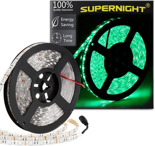 Vista 3 de SUPERNIGHT tira de luz LED, 16.4ft/5M SMD 5050 60Leds/M azul impermeable LED flexible Flash 300 LEDs cuerda luces