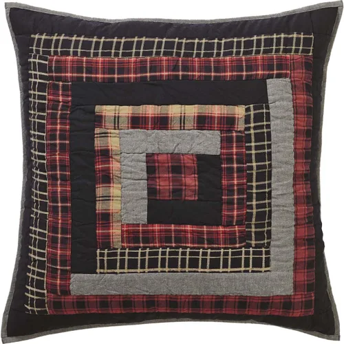 Vista 4 de VHC Brands Rustic & Lodge Cumberland - Accesorio de ropa de cama acolchado, funda europea, 26 x 26 pulgadas, color rojo chile