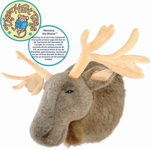 Vista 2 de TigerHart Muscovy The Moose - 24 pulgadas (con cuernos) Cabeza de peluche grande Trofeo de montaje en pared