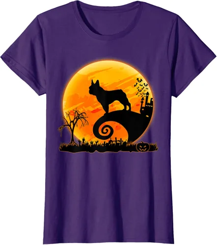 Vista 8 de Camiseta divertida de disfraz de Halloween para perro y luna de Bulldog francés, Negro, S