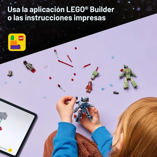 Vista 6 de LEGO Marvel Iron Man & War Machine vs. Hammer Drones Juguete de construcción – Juego de simulación con 2 minifiguras de juguete – Bloques