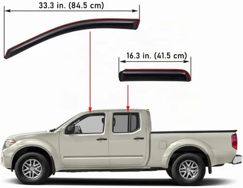 Vista 3 de Lightronic Visera de ventana de ventilación automática con clip extra duradera en el canal, se adapta a Nissan Frontier Crew Cab 2005-2020