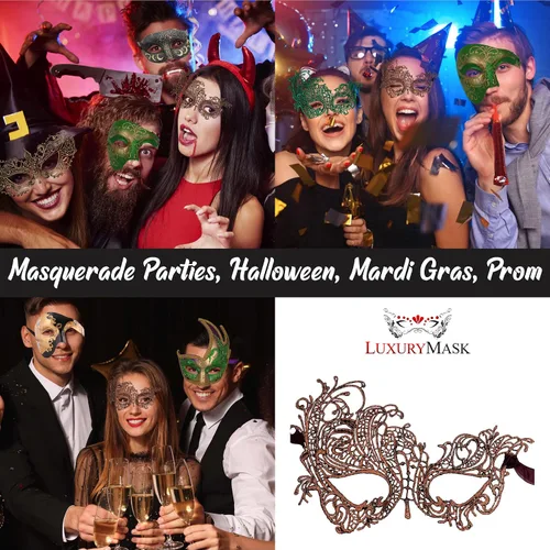 Vista 4 de Masquerade Mask For Women Lace Masquerade Masks for Masquerade Party, Proms, Venetian Party, Mardi Gras, Halloween & Cosplay