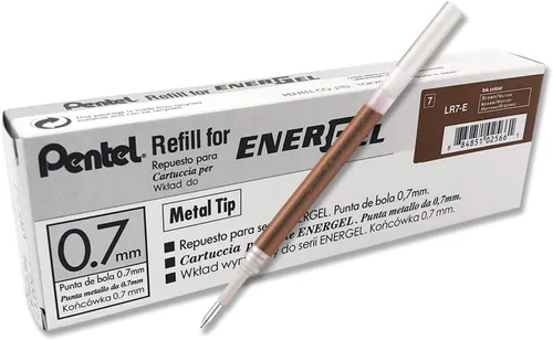 Vista 20 de Pentel - Tinta de recarga para bolígrafo de gel líquido EnerGel, (0.7mm), punta de metal, tinta negra, caja de 12 (LR7-A)
