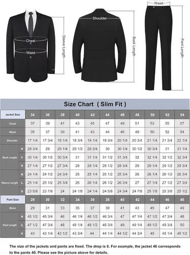 Vista 2 de P&L Traje de hombre ajustado de 2 piezas para negocios, boda, baile de graduación, chaqueta de primera calidad, conjunto de chaqueta y pantalones