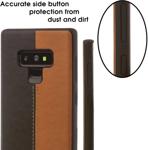 Vista 3 de Funda de cuero bicolor PU para Samsung Galaxy Note 9, color marrón y negro