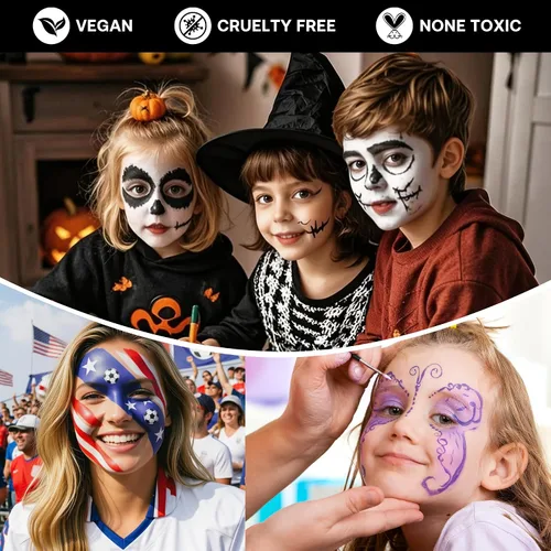 Vista 7 de Pintura facial blanca para maquillaje de Halloween, base blanca y negra 01 Blanco
