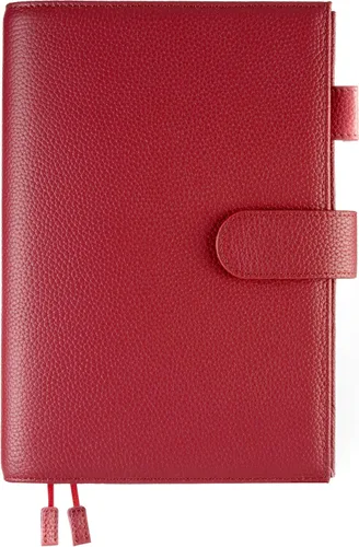 Vista 12 de A5 Funda de cuero para planificador de Hobonichi Cousin, Stalogy, Midori, Leuchtturm1917, y más - con presilla para bolígrafo, ranuras para Negro