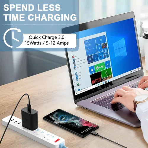 Vista 2 de Cable USB-C original de 10 pies compatible con Your Nothing Ear 1 con carga rápida y transferencia de datos. (blanco 3M)