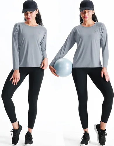 Vista 7 de NELEUS Camisetas de entrenamiento atlético de manga larga para mujer
