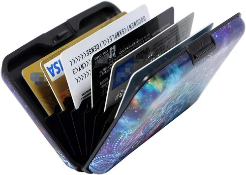 Vista 4 de Cartera de metal para tarjetas de crédito en aluminio con bloqueo RFID para hombres y mujeres