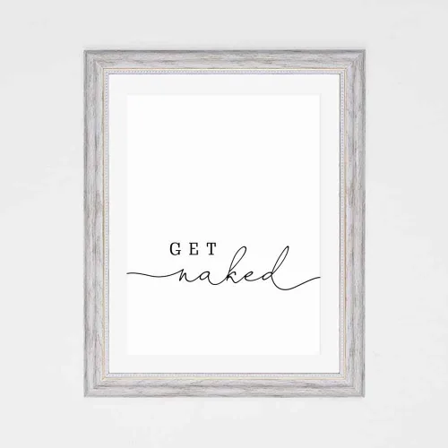 Vista 4 de YYDESN Letreros divertidos de baño con texto en inglés «Get Naked Print» (8 x 10 pulgadas)