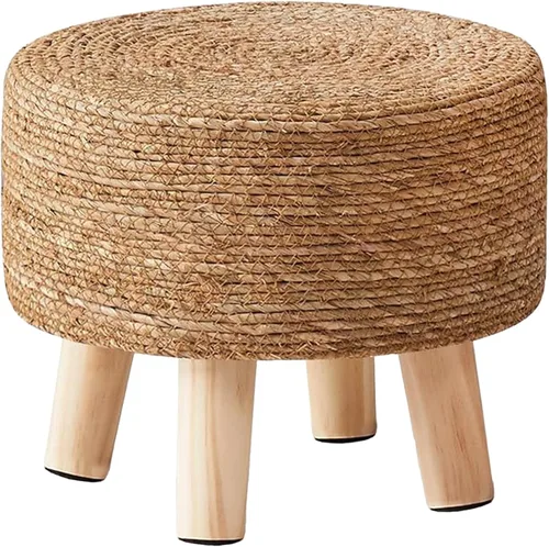 Vista 18 de Wimarsbon Reposapiés Otomán Rectangular de Hierba Marina Natural Reposapiés Pouf Otomanes con Patas de Madera Tejido a Mano Taburete Escalón
