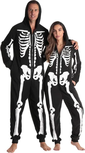 Vista 4 de Just Love Skeleton Onesie Halloween Costumes for Women Adult - Comfortable Fleece Fabric with Cozy Hooded