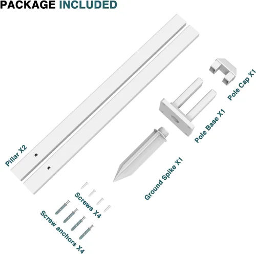 Vista 3 de ECOOPTS 76 cm de altura Valla de PVC blanco poste de piquete de vinilo para valla de piquete
