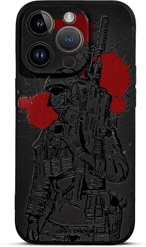 Vista 29 de SIMPLYMDRN Funda delgada para iPhone 12 Pro Max, diseño de guerrero, funda genial para hombres, funda de soldado de combate, delgada y flexible