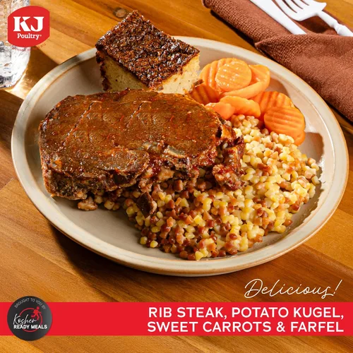 Vista 3 de KJ Poultry Kosher Ready Meals – Variedad de carne de res (4 unidades) preparada Entree totalmente cocida, estable en el microondas, cena, viajes