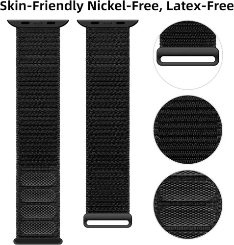 Vista 4 de OXWALLEN Sport Loop - Correa de nailon compatible con Apple Watch Series 11/10/9/8/7/6/5/4 SE 3/2/1 42mm 41mm 40mm 38mm, correa de tela trenzada