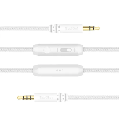Vista 10 de Cable de audio con micrófono de control de volumen de 0.138 in (4,3 pies/4.3 ft) para controlador PS4, auriculares (paquete de 1) color negro