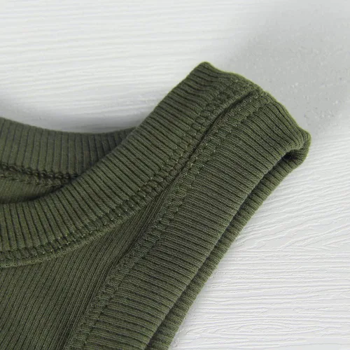 Vista 2 de GEMBERA Camiseta sin mangas para mujer, cuello alto, casual, básica, de algodón, acanalada, ajustada