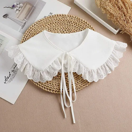 Vista 8 de Elegtiskas Cuello falso para mujer con cuello redondo y encaje mini